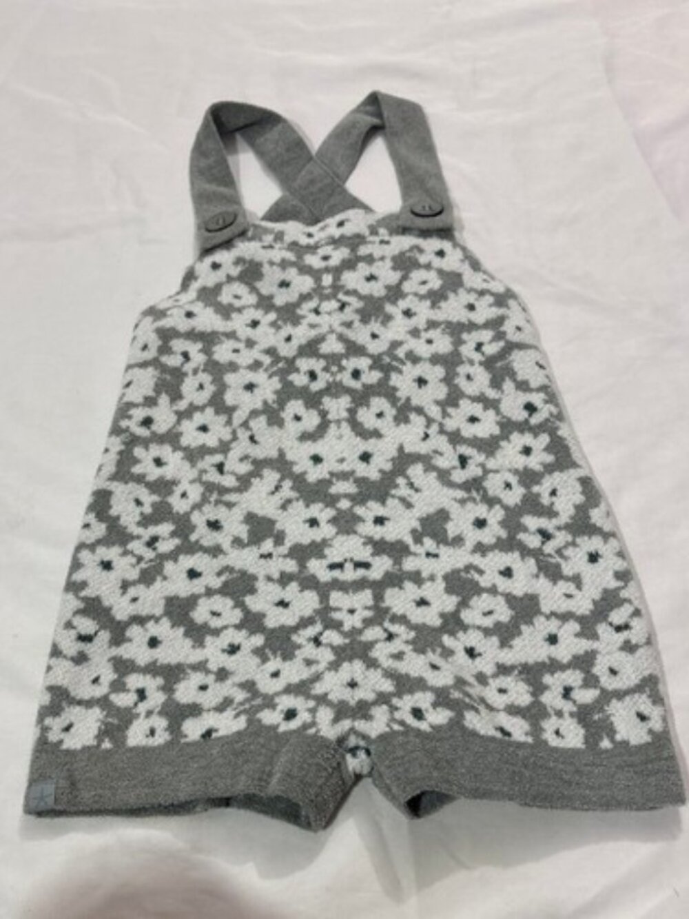 Barefoot Dreams Gray Waterfall Daffodil Cozychic Ultra Lite Shortall Overalls